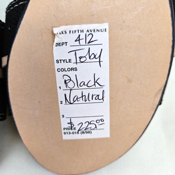 Kate Spade NEW "Toby" Black & Natural Canvas & Leather Slide Sandals NWT Sz 6B - Picture 5 of 7